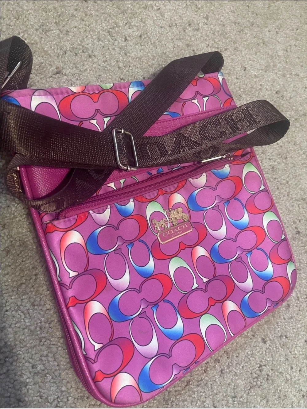 Coach Pink Multi Signature Crossbody Bag
